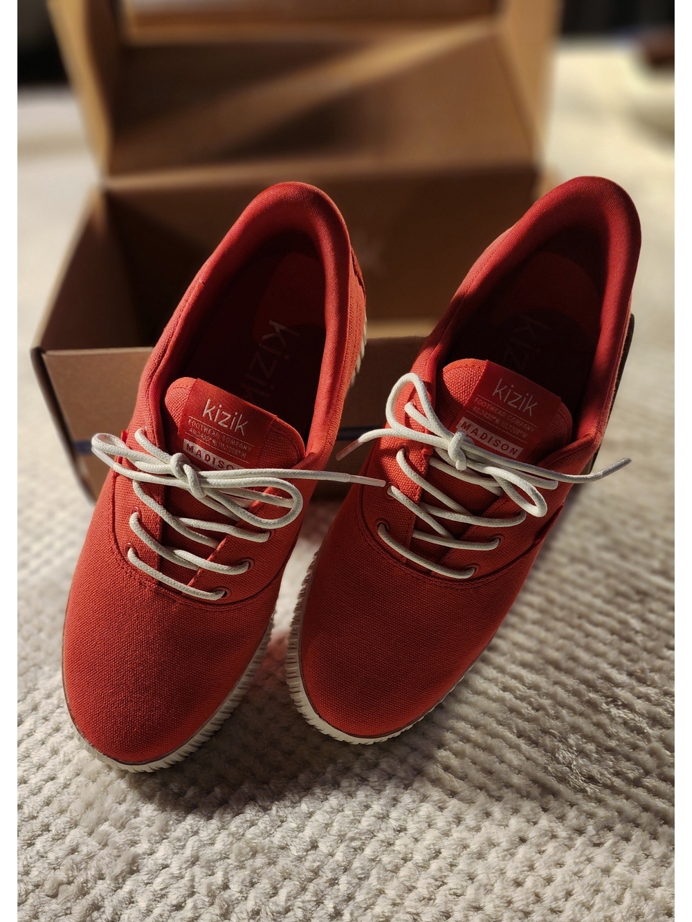 Women's Red Kizik Madison Canvas Lace-Up Sneakers